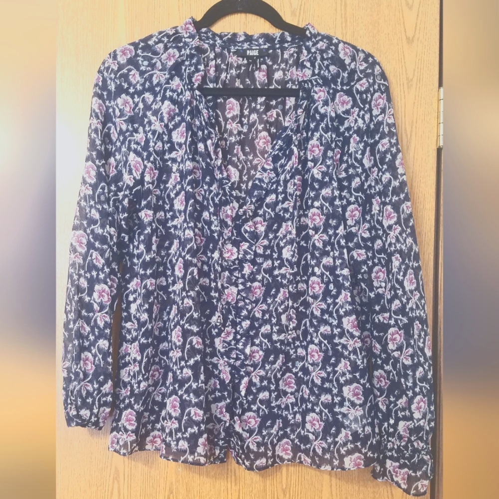 Paige Floral Long Sleeve Blouse Size Medium